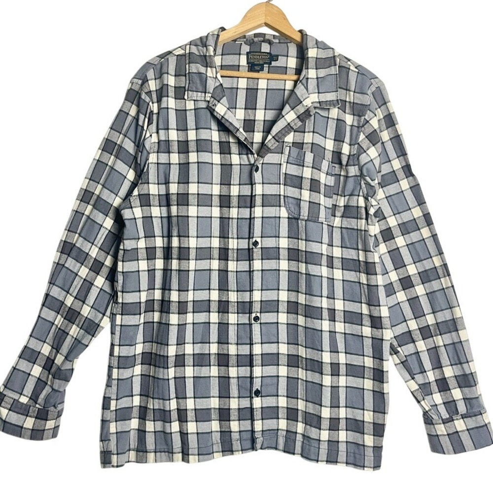 vtg pendleton plaid button up Tall xxl 100% cotton flannel checkered mens top
